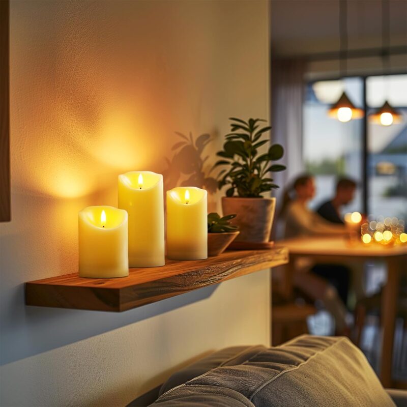 Rechargeable Flameless Candles, Battery Operated LED Candles, Electric Candles with Remote and Timers, Wax-Like Plastic, Ivory, 3Pack, 3" x 4"5" 6", for Home Decor