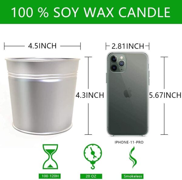Packs Large Citronella Candles Outdoor Indoor, 3 Wicks Soy Wax Candles for Patio Yard Home, Good for Summer Gift Silver 20oz