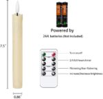Flameless Flickering Taper Candles Two Remote, 7.5 Inch Ivory Battery Operated LED Window Candles Timer,Set of 6 Plastic 3D-Wick Dripping-Wax Effect Flameless Candlesticks(0.86”Dia,Warm Fire)