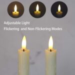 Flameless Flickering Taper Candles Two Remote, 7.5 Inch Ivory Battery Operated LED Window Candles Timer,Set of 6 Plastic 3D-Wick Dripping-Wax Effect Flameless Candlesticks(0.86”Dia,Warm Fire)