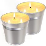 Packs Large Citronella Candles Outdoor Indoor, 3 Wicks Soy Wax Candles for Patio Yard Home, Good for Summer Gift Silver 20oz