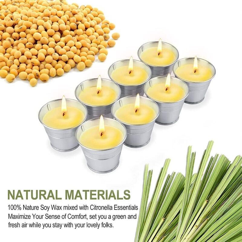 8 Pack Natural Soy Wax Scented Candles, 120h Burn Time Bucket Candles Summer Gifts for Patio Yard Home Balcony Garden Camping BBQ