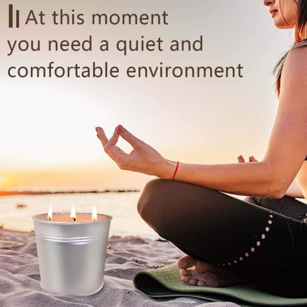 Packs Large Citronella Candles Outdoor Indoor, 3 Wicks Soy Wax Candles for Patio Yard Home, Good for Summer Gift Silver 20oz