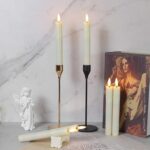 Flameless Flickering Taper Candles Two Remote, 7.5 Inch Ivory Battery Operated LED Window Candles Timer,Set of 6 Plastic 3D-Wick Dripping-Wax Effect Flameless Candlesticks(0.86”Dia,Warm Fire)