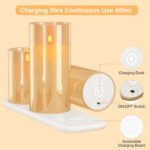 Rechargeable LED Candle Lights Glass Flameless Candles, Flameless Flickering Lights with Remote Control 2/4/6/8-hrs Timer Function, Flickering Candles Set of 3 x H4''/5''/6''' - Warm Yellow