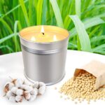 Packs Large Citronella Candles Outdoor Indoor, 3 Wicks Soy Wax Candles for Patio Yard Home, Good for Summer Gift Silver 20oz