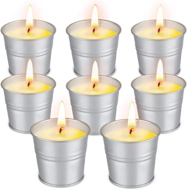 8 Pack Natural Soy Wax Scented Candles, 120h Burn Time Bucket Candles Summer Gifts for Patio Yard Home Balcony Garden Camping BBQ