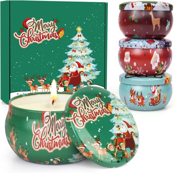 Christmas Scented Candles Gifts Set for Women, 4 Pack Aromatherapy Candle for Home Scented,Small Candles Gift Set,Stocking Stuffers for Coworker Friends Teacher Adults Birthday Party