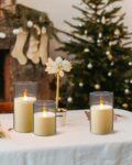Flameless Candles, LED Candles with Remote Control and Timer, Indestructible 3D Wick Acrylic Battery-Powered Pillar Candles for Romantic Ambiance and Home Décor, Set of 3 (Ivory)