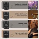 Scented Candles for Men, Scented Candles Set Soy Candles for Home Him,4 Pack Mens Candles Gifts for Men Scents of Leather/Oak/Lavender Wood/Smoke Vanilla