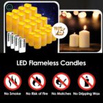 24 Pack Flameless Candles Battery Operated Waterproof Led Candles (D:2.2" X H:3" 4" 5") Candles with 4 Remotes Control for Wedding, Party, Birthday, Outdoor/Indoor Decoration
