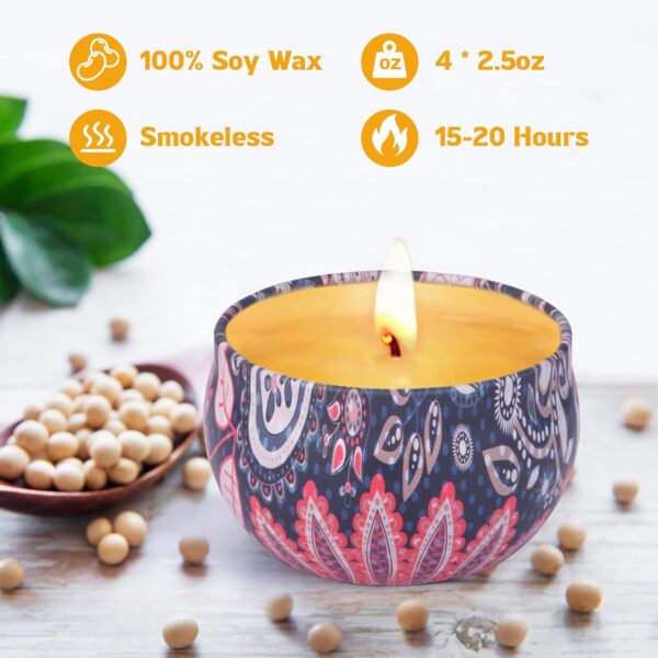 4 Pack Natural Soy Wax Scented Candles Set - 2.5 oz, Long Burning Candles for Home Scented, Stress Relief Aromatherapy Candles Gifts for Mother's Day, Birthday, Christmas