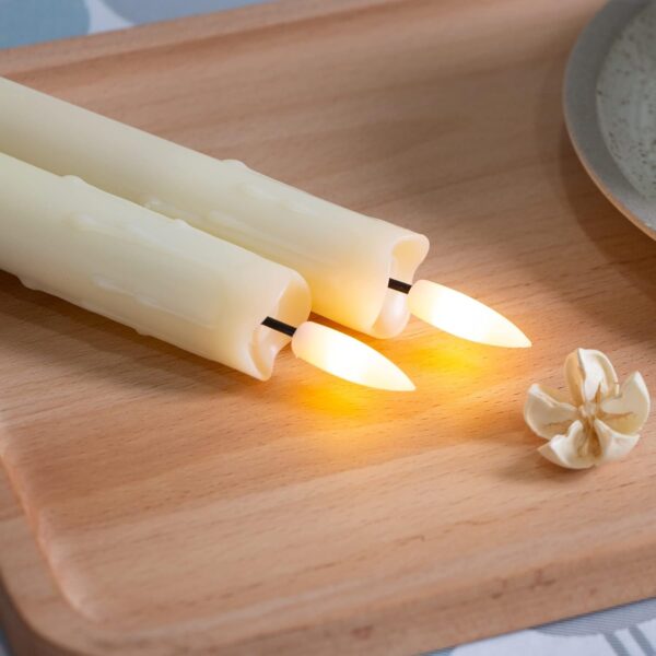 Flameless Flickering Taper Candles Two Remote, 7.5 Inch Ivory Battery Operated LED Window Candles Timer,Set of 6 Plastic 3D-Wick Dripping-Wax Effect Flameless Candlesticks(0.86”Dia,Warm Fire)