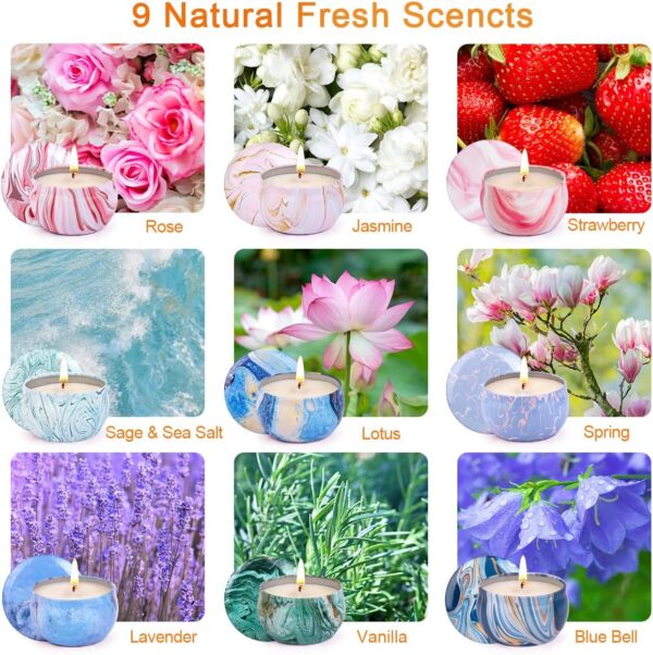 9Packs Soy Candles for Home Scented, 180H Burning Aromatherapy Candles, 2.5oz Natural Soy Wax Candle Gift Set, Ideal Gifts for Valentines Day Christmas Birthday