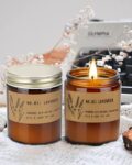 4 Pack 28 Oz Candles Gifts for Women, Large Soy Scented Candles, Lavender Fresh Rose Long Lasting Aromatherapy Amber Candle Set for Women Men Christmas Birthday Thanksgiving