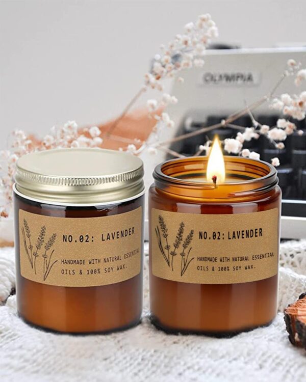 4 Pack 28 Oz Candles Gifts for Women, Large Soy Scented Candles, Lavender Fresh Rose Long Lasting Aromatherapy Amber Candle Set for Women Men Christmas Birthday Thanksgiving