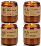 4 Pack 28 Oz Candles Gifts for Women, Large Soy Scented Candles, Lavender Fresh Rose Long Lasting Aromatherapy Amber Candle Set for Women Men Christmas Birthday Thanksgiving