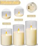 Flameless Candles, LED Candles with Remote Control and Timer, Indestructible 3D Wick Acrylic Battery-Powered Pillar Candles for Romantic Ambiance and Home Décor, Set of 3 (Ivory)