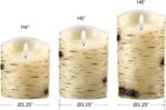 Flameless Candles LED Candles Birch Bark Set of 3 (D 3.25" x H 4" 5" 6") Ivory Real Wax Pillar Battery Operated Candles with LED Flame 10-Key Remote Control and Cycling 24 Hours Timer