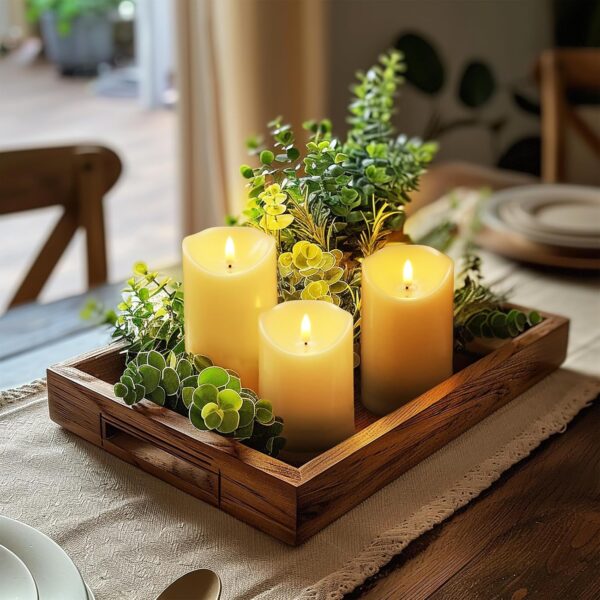 Flickering Flameless Candles, Battery Operated LED Candles, Electric Candles with Remote and Timers, Wax-Like Plastic, Ivory, 3 Pack, 3" x 4",5",6"