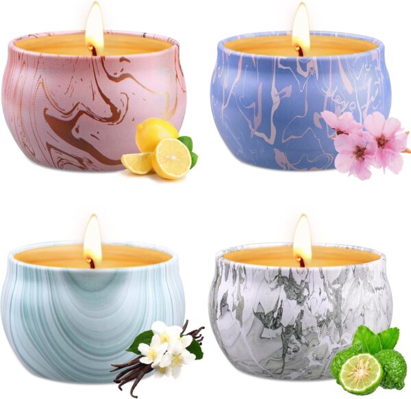Scented Candles Gifts for Women, 4 Pack Aromatherapy Candles Gift Set, Soy Wax Candle Set, Small Gift Set Scented Candles Set for Mother's Day, Christmas, Birthday, Valentine's Day, Bathroom, Yoga