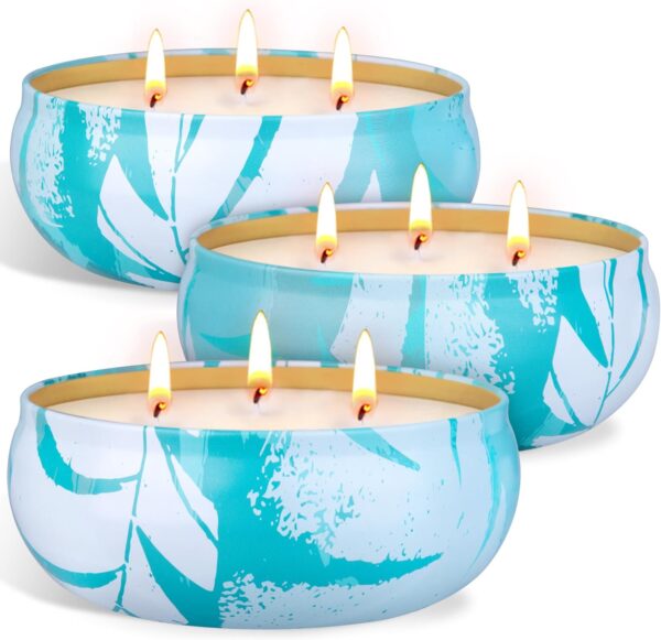 3 Wick Large Citronella Candle for Patio, Soy Wax Lemongrass Candles Pack of 3, Scented Candles for Indoor Outdoor Garden Backyard Camping Summer Vacation