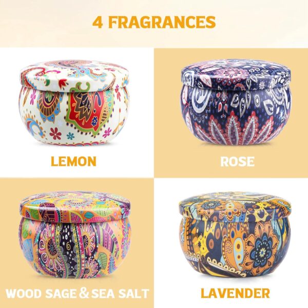 4 Pack Natural Soy Wax Scented Candles Set - 2.5 oz, Long Burning Candles for Home Scented, Stress Relief Aromatherapy Candles Gifts for Mother's Day, Birthday, Christmas