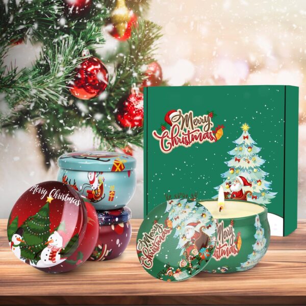 Christmas Scented Candles Gifts Set for Women, 4 Pack Aromatherapy Candle for Home Scented,Small Candles Gift Set,Stocking Stuffers for Coworker Friends Teacher Adults Birthday Party
