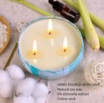 3 Wick Large Citronella Candle for Patio, Soy Wax Lemongrass Candles Pack of 3, Scented Candles for Indoor Outdoor Garden Backyard Camping Summer Vacation